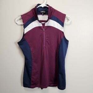 Kerrits Top Rail Coolcore Sleeveless Riding Shirt S Purple 1/4 Zip Equestrian